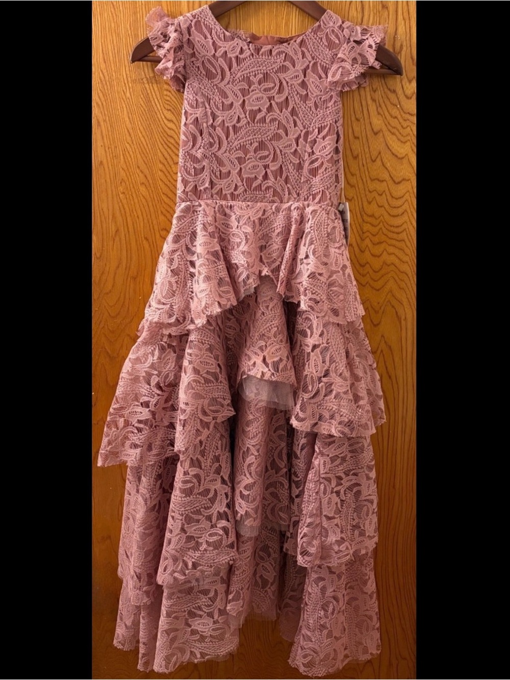 Joyfolie Mauve Lace Tiered Ruffle Formal Dress